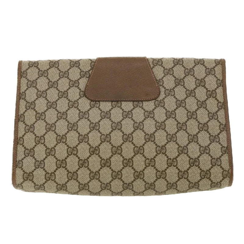 Women Gucci bags with a chain - link trim and a leather bodyGUCCI GG Canvas Web Sherry Line Clutch Bag Beige Red Green 8901031  ny173