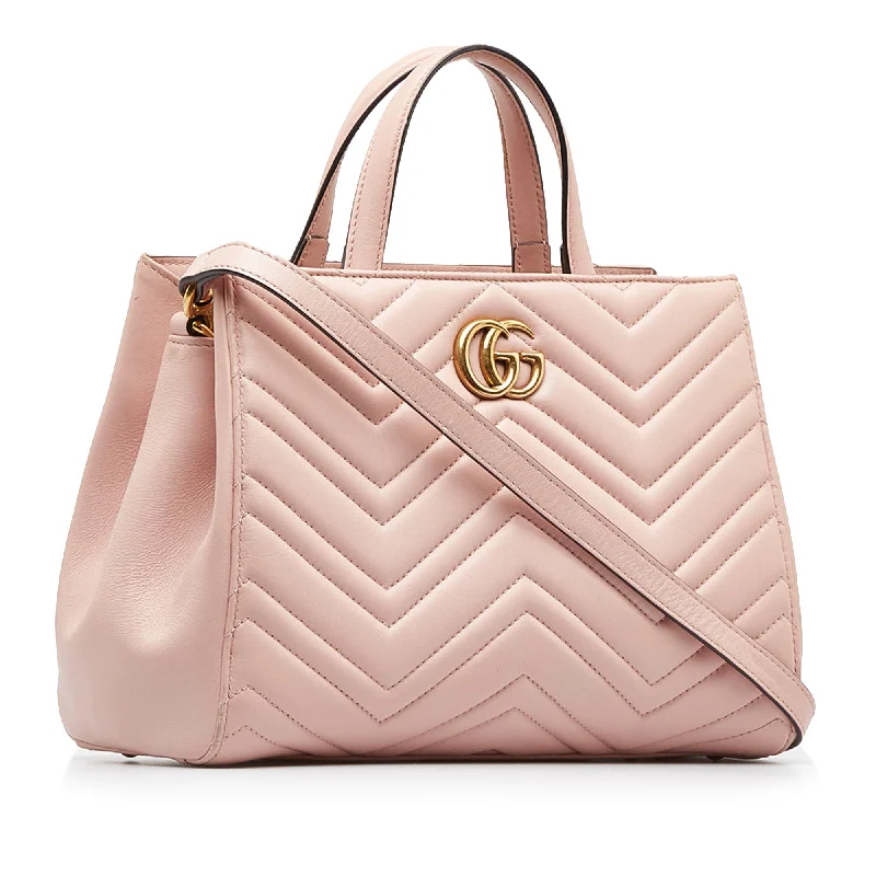 Women Gucci bags with interlocking G hardware for a classic lookGUCCI Medium GG Marmont Matelasse Tote Satchel