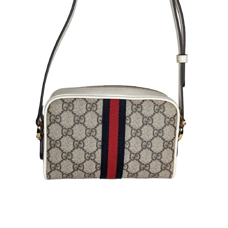 Women Gucci bags with a front - flap pocket for quick - access itemsGucci GG Supreme Mini Ophidia Crossbody Bag