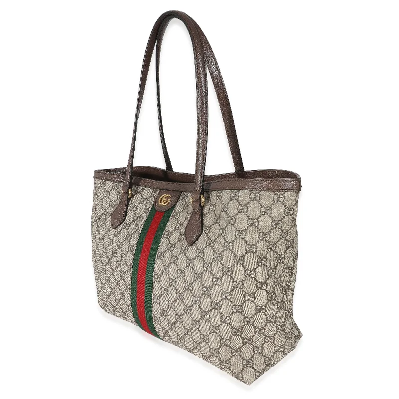 Women Gucci bags with interlocking G hardware for a classic lookGucci GG Supreme Medium Ophidia Web Tote