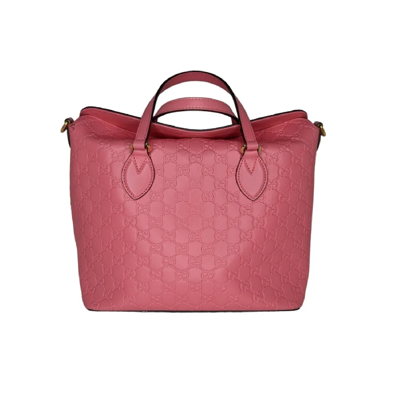 Gucci backpacks for women with a multi - pocket designGucci Pink Signature Guccissima Leather Top Handle Bag