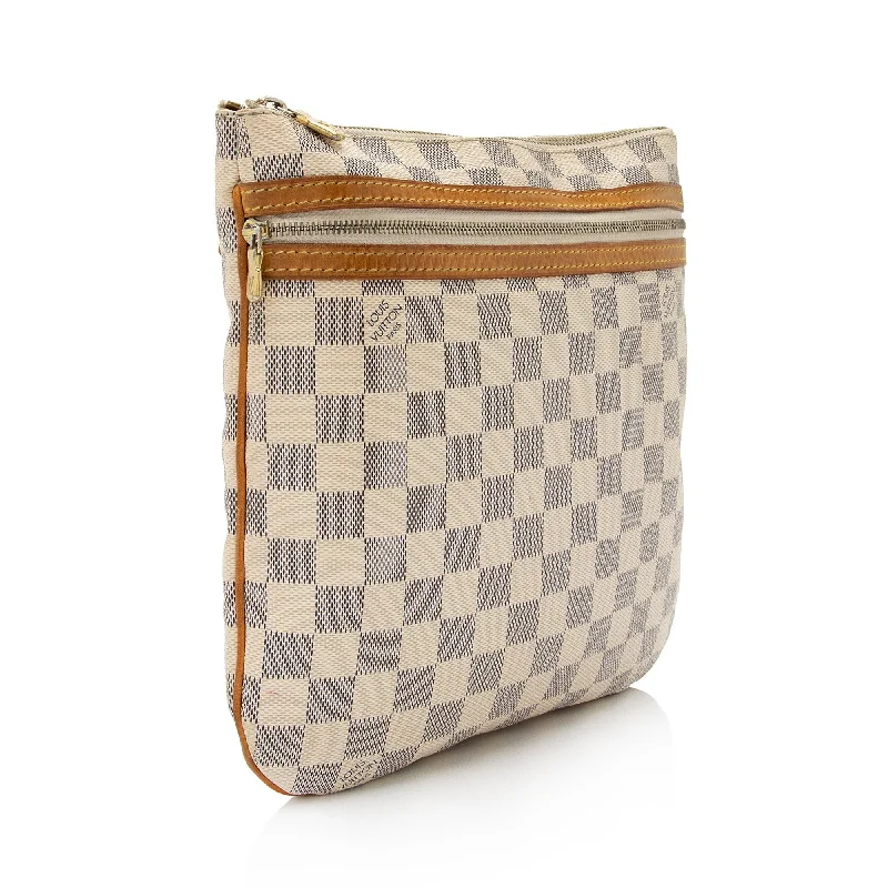 Louis Vuitton handbags with a back - zip pocket for storing valuablesLouis Vuitton Damier Azur Pochette Bosphore Messenger Bag (BRPpFe)