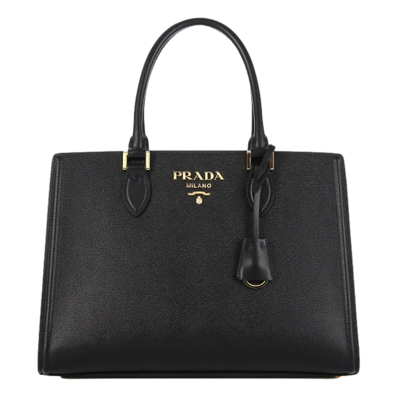 Prada crossbody bags with a keychain holder for practicalityPrada Saffiano Lux Black Leather Large Crossbody Satchel Bag