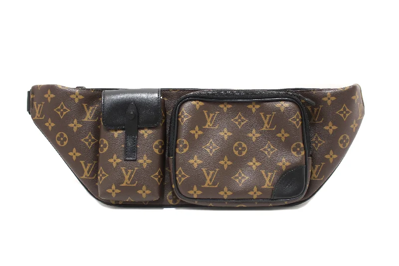 Louis Vuitton bags with a snap - button closure and a decorative charm for styleAuthentic Louis Vuitton Monogram Macassar Christopher Bumbag