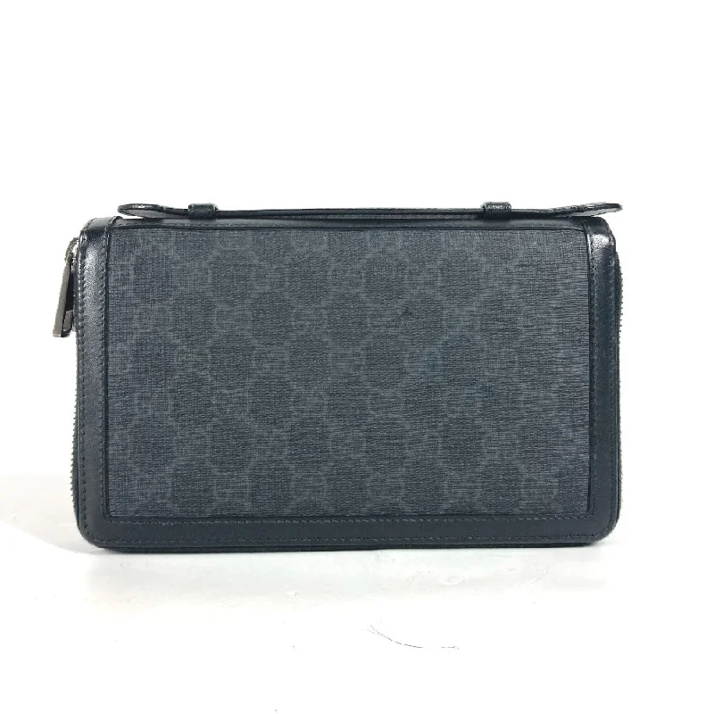 Women Gucci bags with a snap - button closure and a decorative charmGUCCI Long Wallet Purse 395708�@ GG Supreme canvas, leather black handbag bag GG Supreme Travel Case mens Used