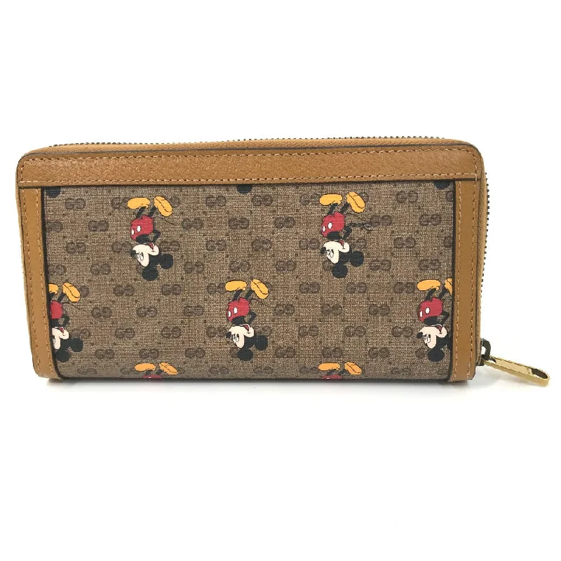 Gucci handbags for women with a patent - leather finishGUCCI Long Wallet Purse 602532 GG Supreme Canvas Beige x brown Mini GG Supreme DISNEY Collaboration Mickey Mouse Women Used