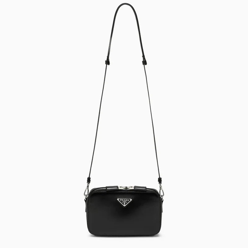 Ladies Prada Galleria bags with a textured leather surface for a more tactile lookPrada Prada Brique Bag In Black Brushed Leather Men