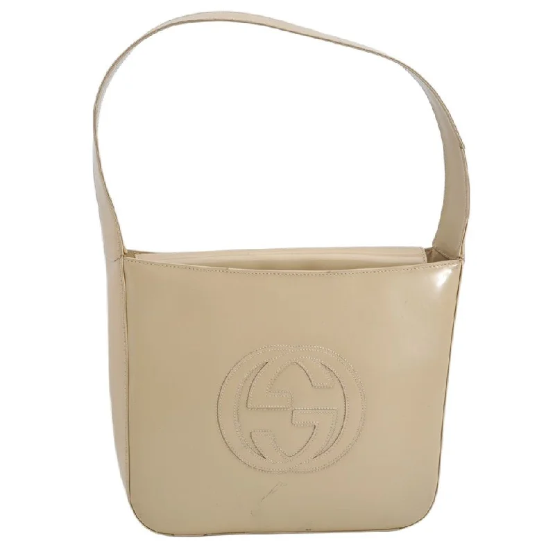 Women Gucci Sylvie bags with a leather - wrapped handleAuthentic GUCCI Vintage Shoulder Bag Purse Enamel White Cream Junk 1596K