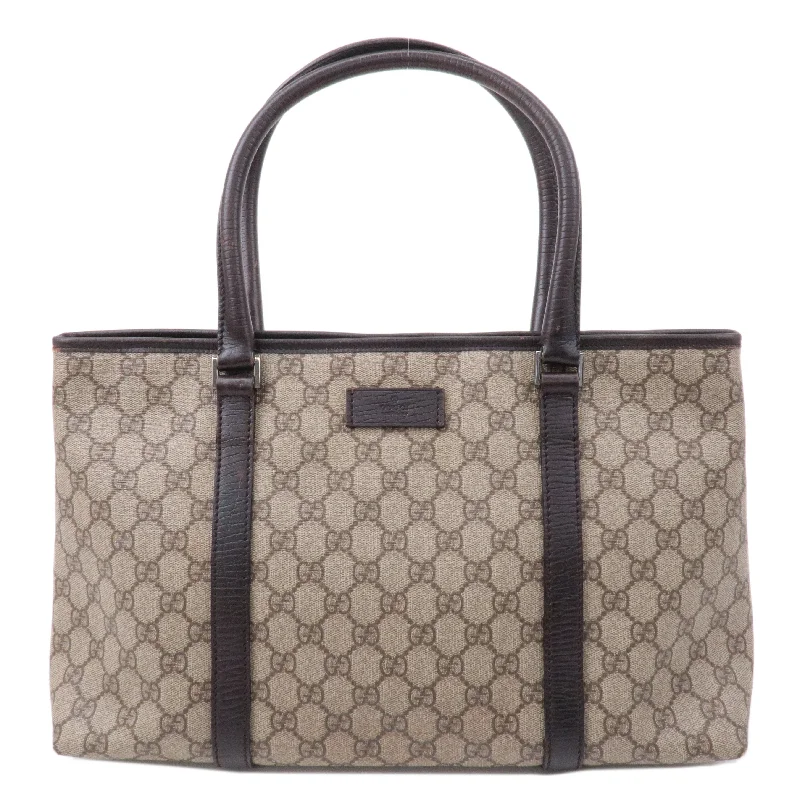 Ladies Gucci Dionysus bags with a chain - link shoulder strapGUCCI GG Supreme Leather Tote Bag Beige Brown 114595