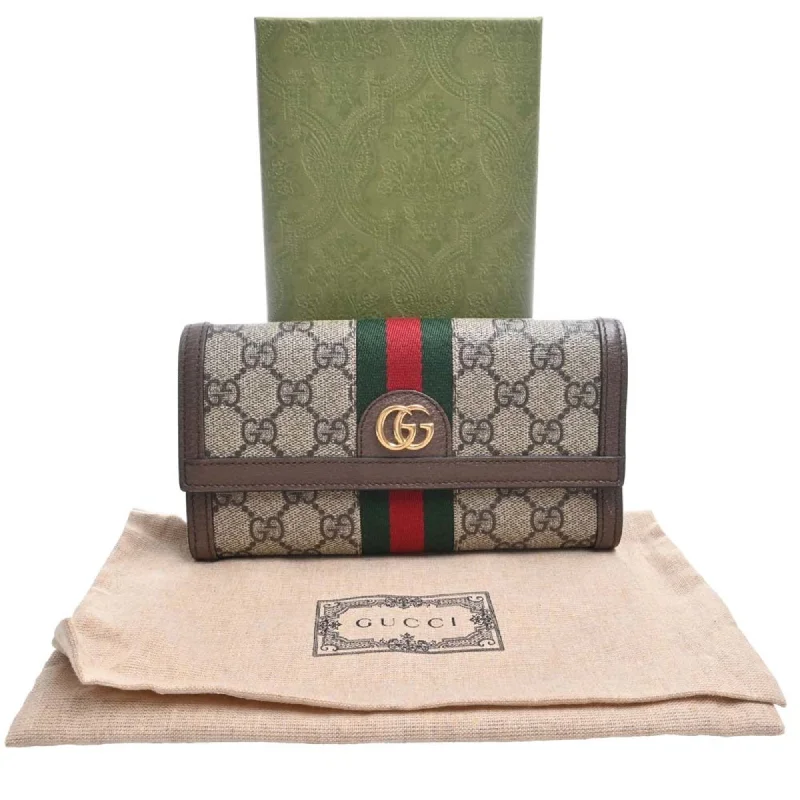 Ladies Gucci handbags with a detachable coin purse insideGUCCI Ophidia GG Supreme Sherry Continental Long Wallet 523153 Beige Brown Women's