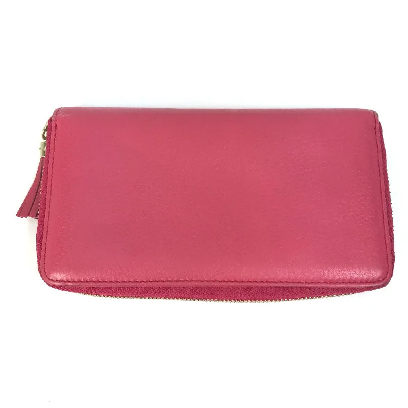 Ladies Gucci shoulder bags with a magnetic - closure flapGUCCI Long Wallet Purse 308280 leather Red Interlocking G Women Used