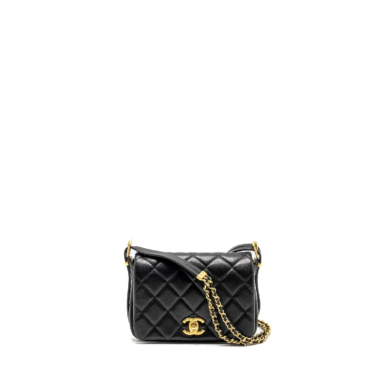 Chanel Designer Handbag with Unique DesignChanel 23B Detail Chains Quilted Flap Bag Lambskin Black GHW(Microchip)