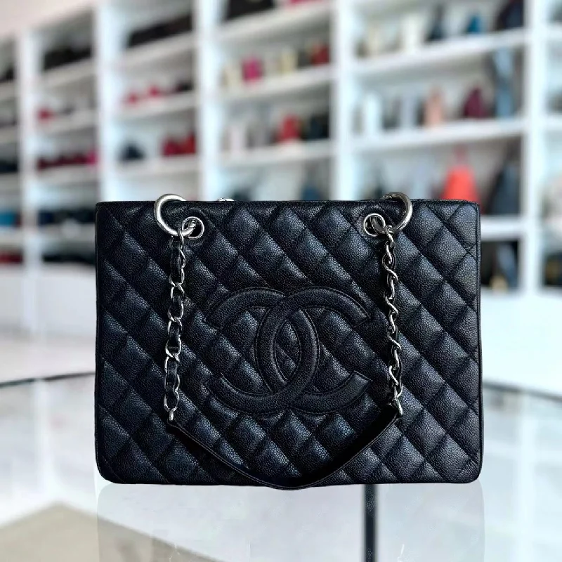 Chanel Small Crossbody Bag for TravelCaviar GST Grand Shopping Tote Quilted Grained Calfskin Silver Hardware Series 13