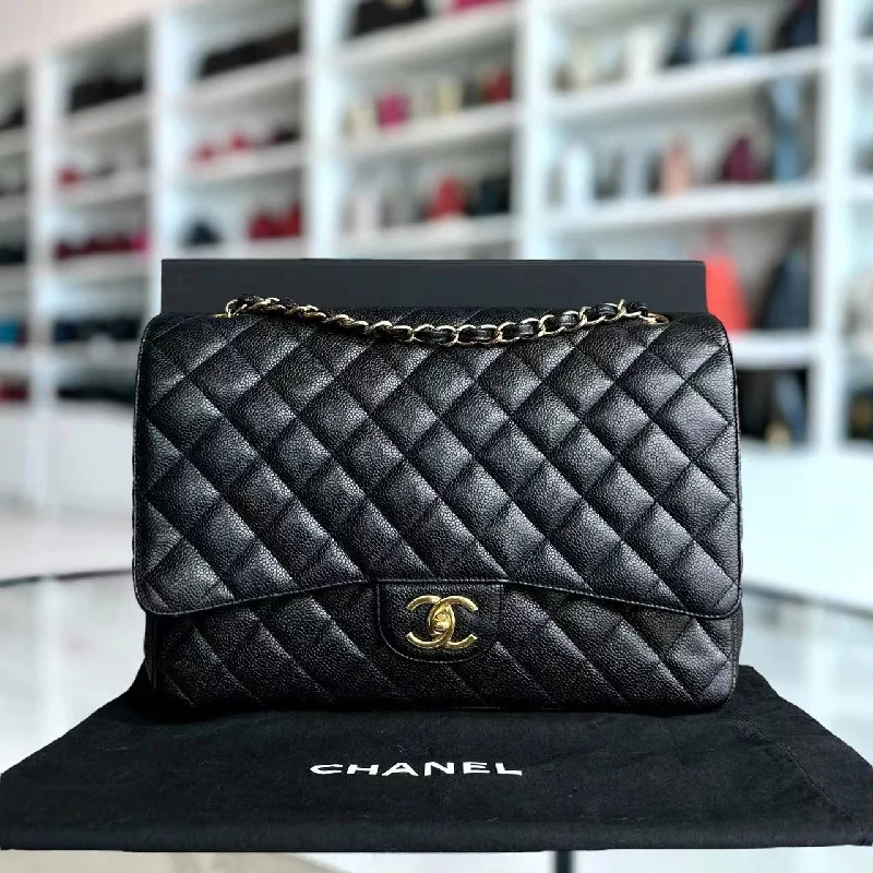 Chanel Colorful Handbag for Spring OutfitsCaviar Maxi Double Flap Classic Flap Quilted Calfskin Black GHW No 14