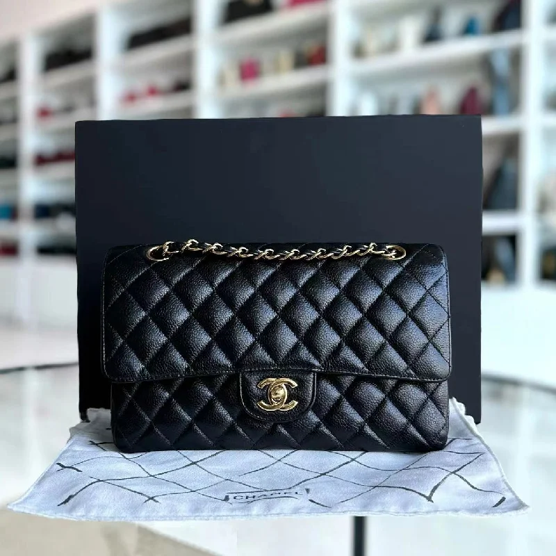 Chanel Classic Flap Bag for Evening PartyCaviar Double Flap 25CM Quilted Calfskin Black GHW No 24