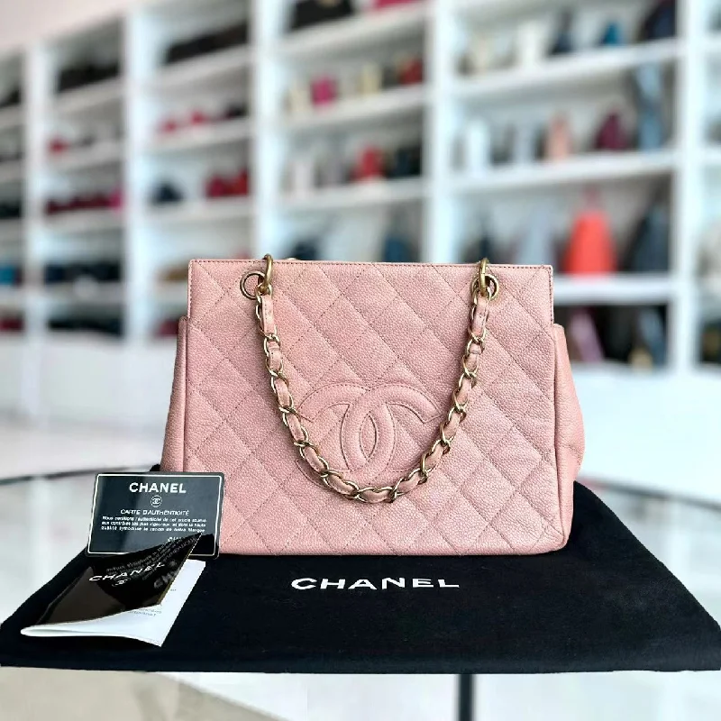 Chanel Limited Edition Handbag for CollectorsCaviar PTT Petite Timeless Tote Quilted Grained Calfskin Sakura Pink Golden Hardware Series 6