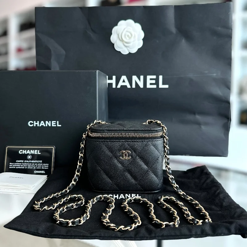 Chanel New Arrival Handbag with Gold HardwareCaviar Vanity Mini Quilted Black GHW No 31