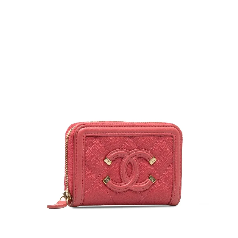 Chanel All - Match Handbag for Versatile StylingChanel CC Caviar Filigree Zip Around Small Wallet (RL0vgx)