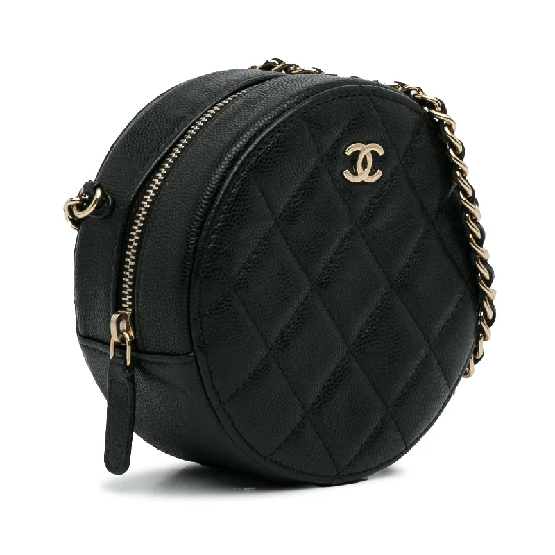 Chanel Small Crossbody Bag for TravelChanel CC Caviar Round Chain Crossbody (NunLyg)