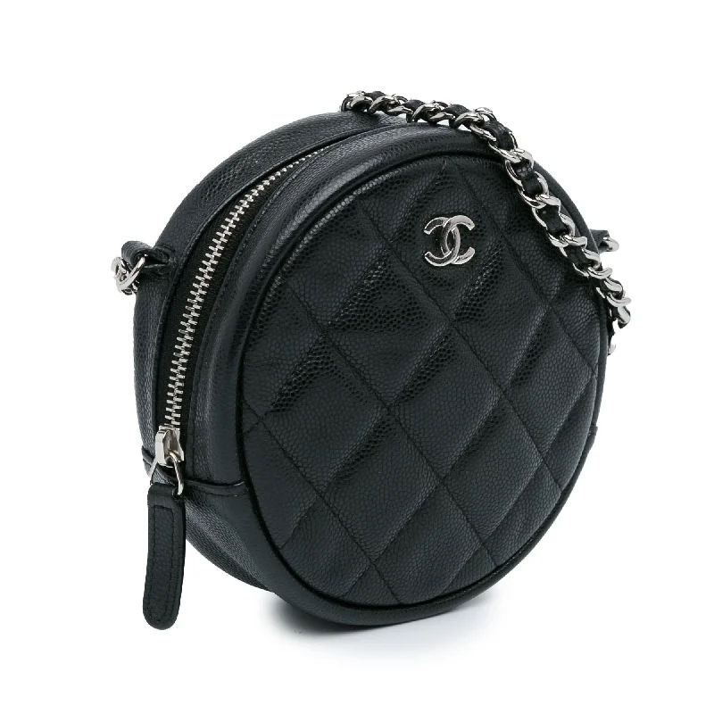 Chanel Vintage Inspired Handbag for Retro LoversChanel CC Quilted Caviar Round Clutch With Chain (jxh22e)