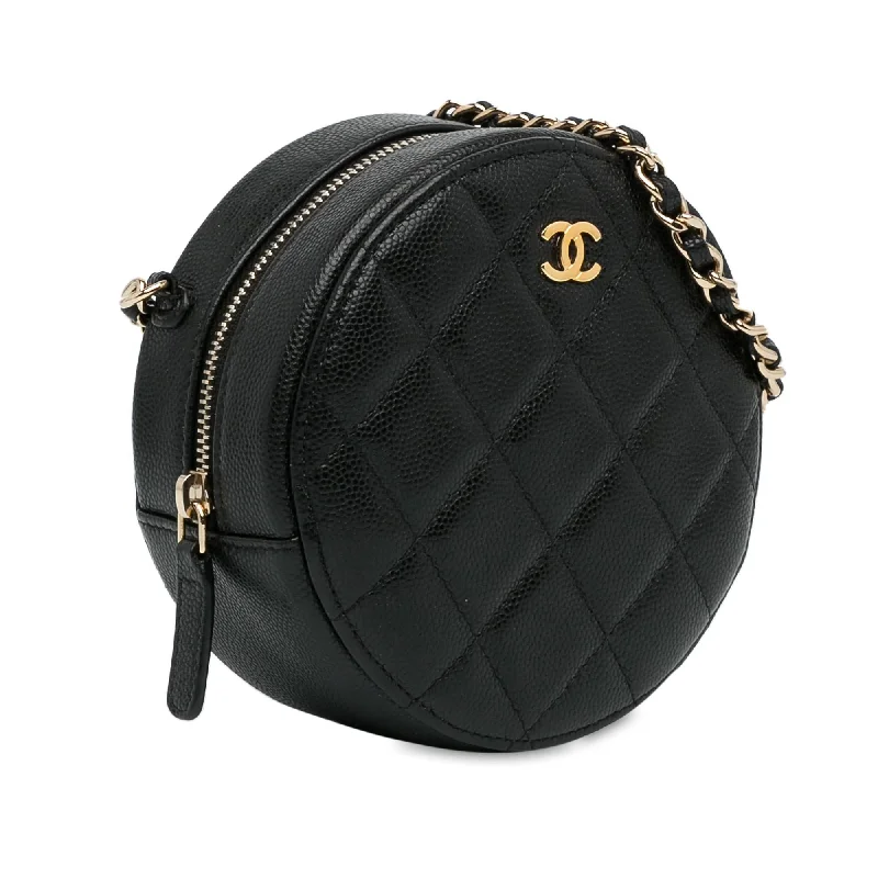 Chanel Designer Handbag with Unique DesignChanel CC Quilted Caviar Round Clutch With Chain (ov2ka3)