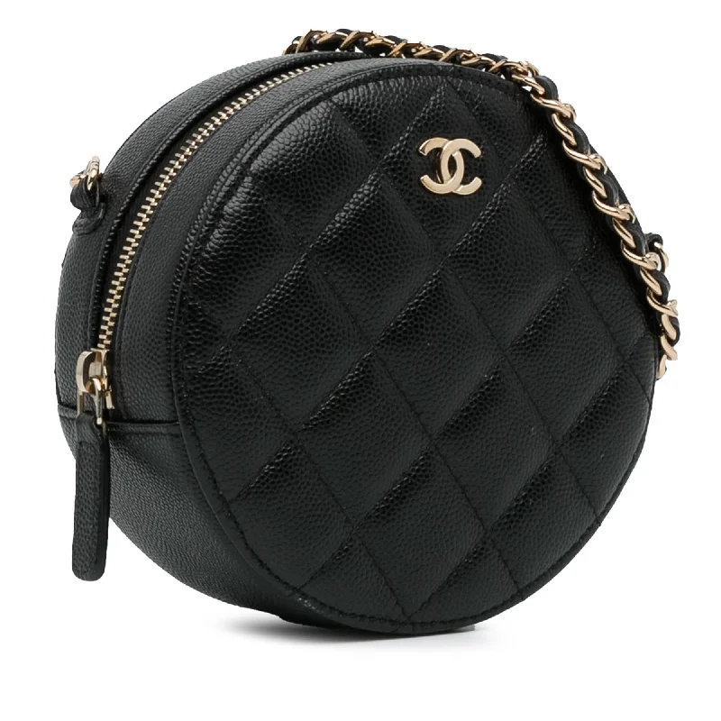 Chanel Limited Edition Handbag for CollectorsChanel CC Quilted Caviar Round Clutch With Chain (QNFerj)