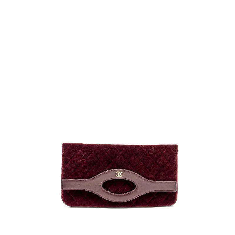 Chanel Lightweight Handbag for Daily ErrandsChanel Folding Clutch Bag Velvet/Lambskin Burgundy LGHW