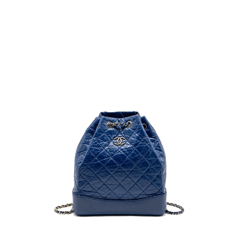 Chanel Handbag with Adjustable Strap for ComfortChanel Gabrielle Backpack Aged Calfskin Blue Multicolour Hardware