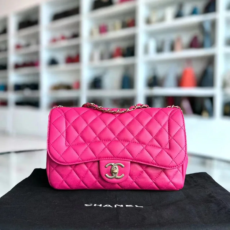 Chanel Lightweight Handbag for Daily ErrandsMademoiselle Medium Chic Seasonal Flap 25CM Lambskin Hot Pink GHW No 21