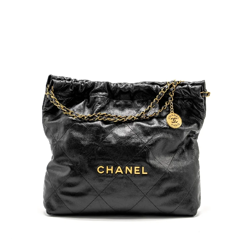 Chanel Lightweight Handbag for Daily ErrandsChanel Medium 22 Bag Shiny Calfskin BLACK GHW (Microchip)