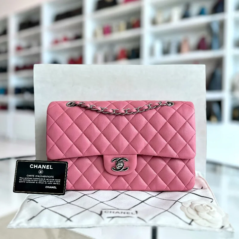 Chanel Lightweight Handbag for Daily Errands25CM Quilted Lambskin Sakura Pink SHW No 18