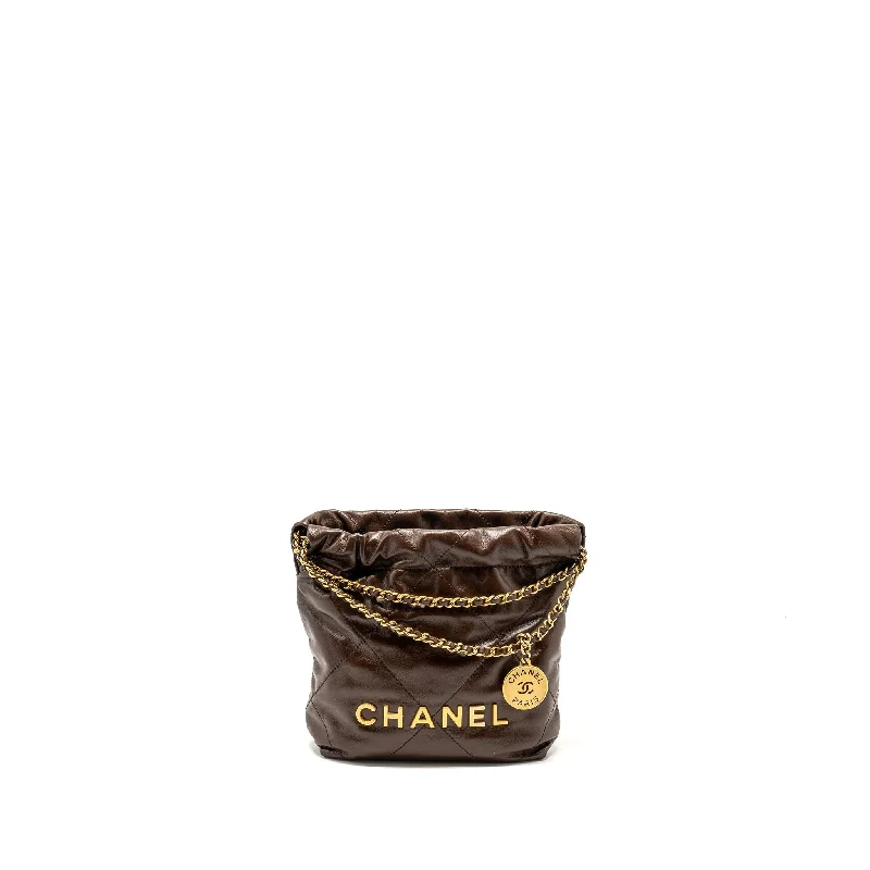 Chanel Limited Edition Handbag for CollectorsChanel Mini 22 Bag Shiny Calfskin Chocolate GHW (microchip)