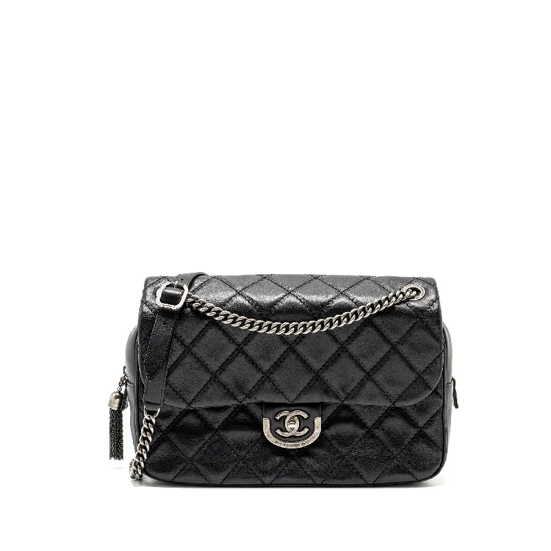 Chanel Classic Flap Bag for Evening PartyCHANEL Paris-Edinburgh Coco Sporran Flap Bag Calfskin Black Ruthenium Hardware