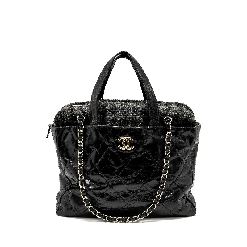 Chanel Handbag with Adjustable Strap for ComfortChanel Portobello Tote Bag Calfskin/Tweed Black/Grey SHW