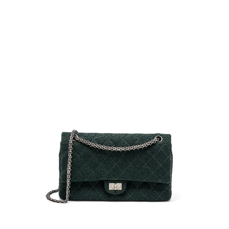 Chanel Classic Flap Bag for Evening PartyChanel reissue 2.55 226 double flap bag fabric dark green ruthenium hardware