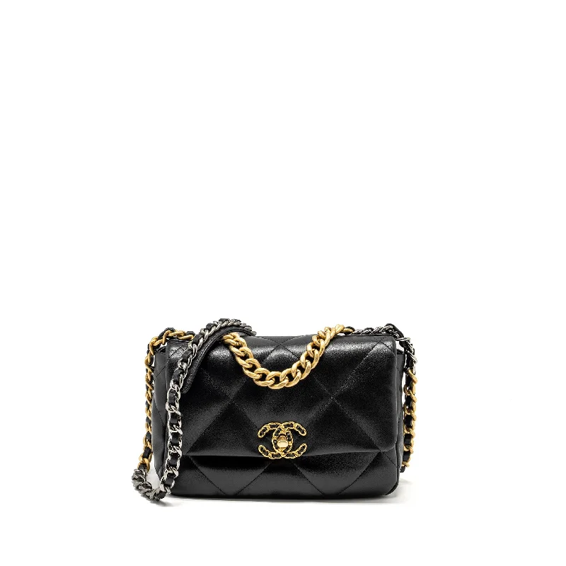 Chanel New Arrival Handbag with Gold HardwareChanel Small 19 Bag lambskin black multicolor hardware