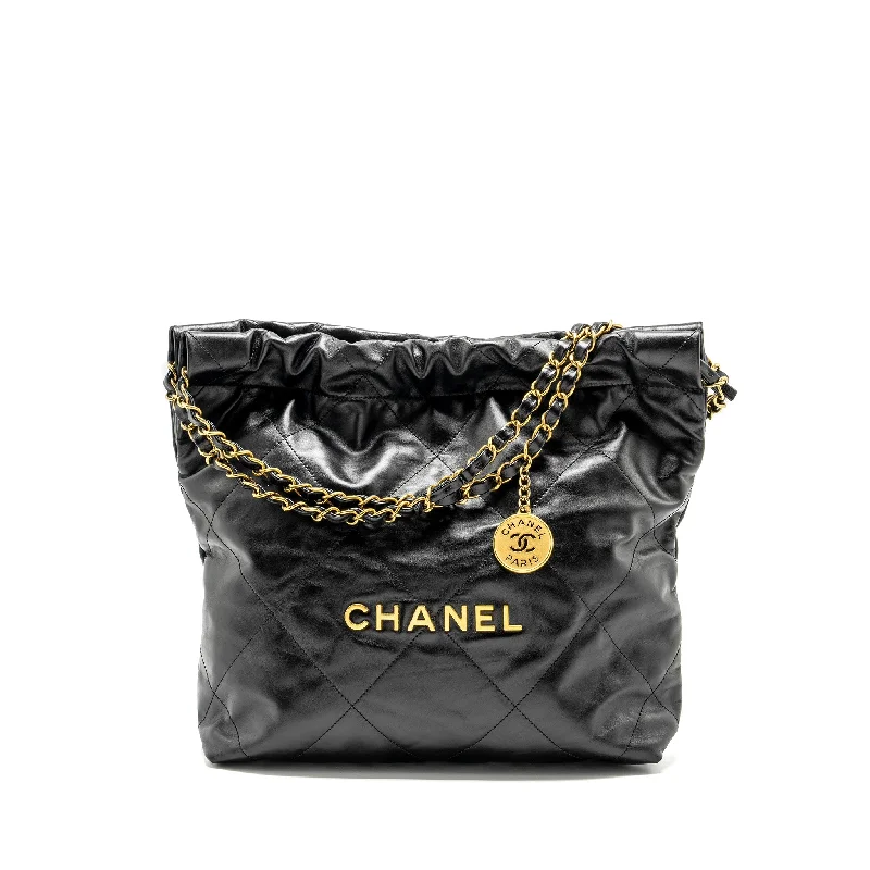 Chanel All - Match Handbag for Versatile StylingChanel Small 22 Bag Shiny Calfskin Black GHW (Microchip)