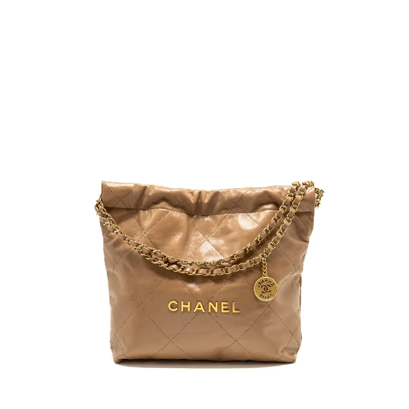 Chanel Colorful Handbag for Spring OutfitsChanel Small 22 Bag Shiny Calfskin Dark Beige GHW (microchip)