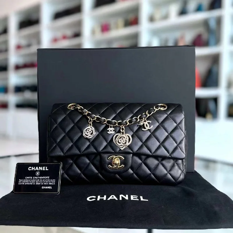 Chanel All - Match Handbag for Versatile StylingValentine Quilted Lambskin Black Golden Hardware Series 19