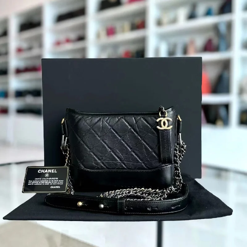 Chanel Classic Flap Bag for Evening PartyGabrielle Small Quilted Calfskin Black Two-tone Hardware Series 28