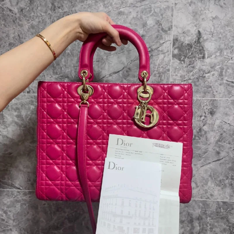 High - fashion Christian Dior bags with a geometric patternLady Meidum Lambskin Pink with Gold Hardware