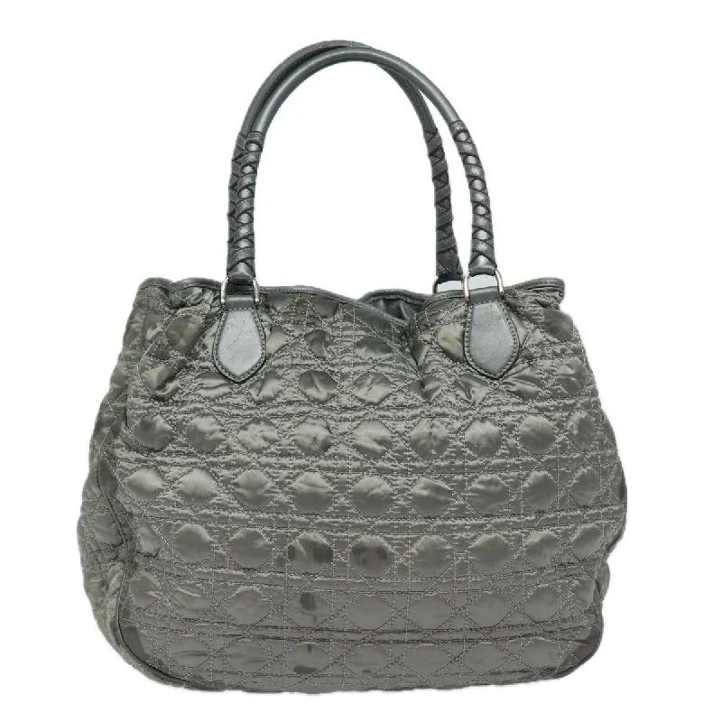 Christian Dior bags with a zip - top closure and multiple compartmentsCHRISTIAN DIOR Lady Dior Canage Hand Bag Nylon Gray Auth 79635