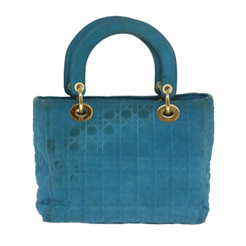 Christian Dior bags with a detachable coin purse insideCHRISTIAN DIOR Lady Dior Canage Hand Bag Nylon Turquoise Blue Auth 78336