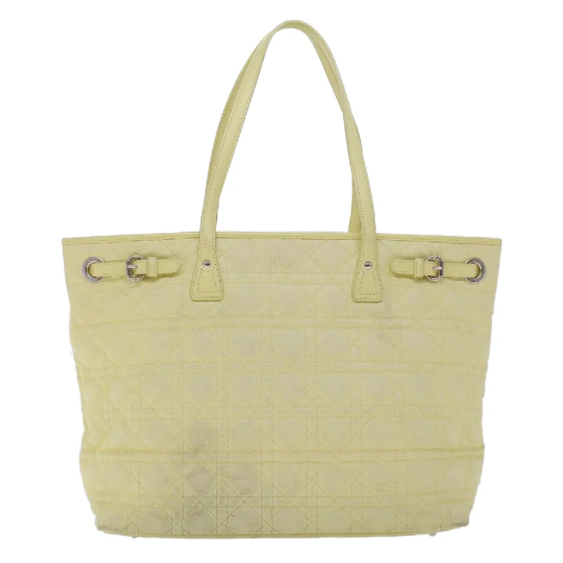 Christian Dior bags with a zip - top closure and multiple compartmentsCHRISTIAN DIOR Lady Dior Canage Tote Bag Coated Canvas Yellow Auth bs5871