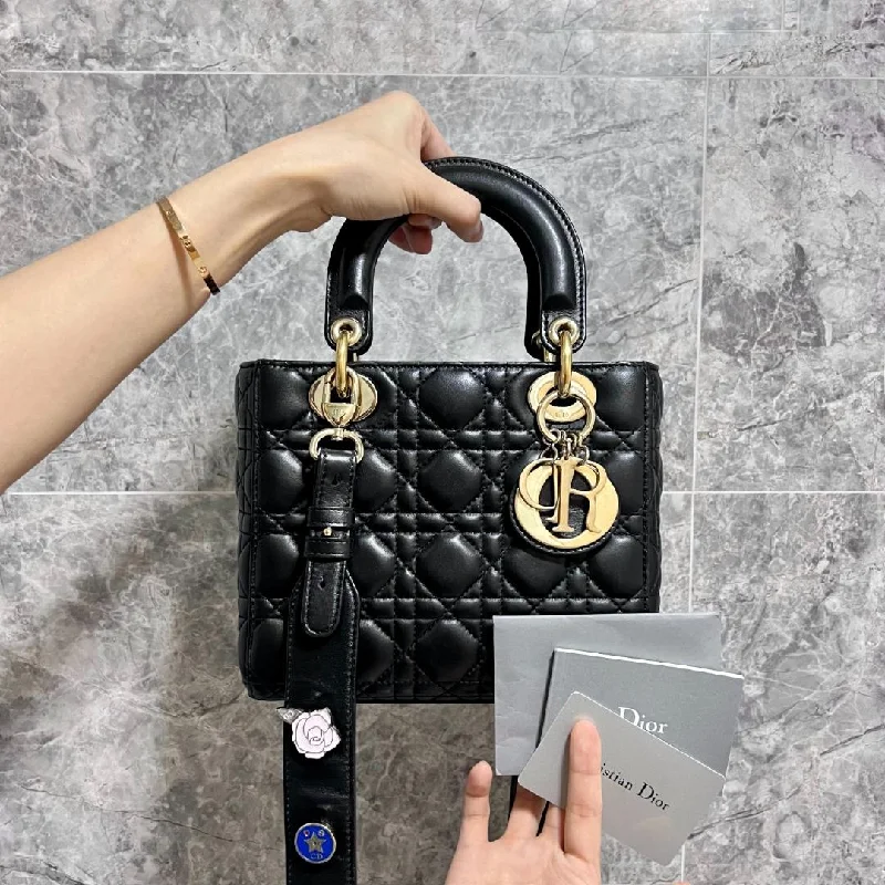 Trendsetting Christian Dior crossbody bags with a colorful strapLady Small My ABC Black Lambskin