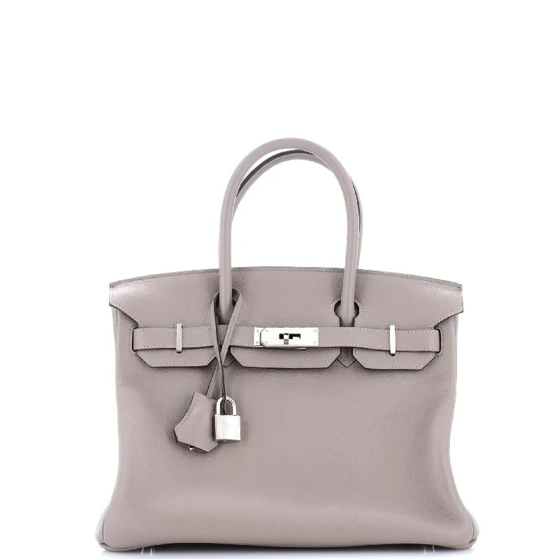 Birkin Handbag Grey Novillo with Palladium Hardware 30