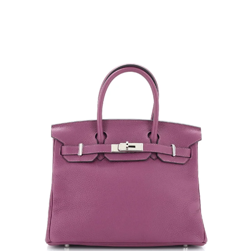 Birkin Handbag Anemone Clemence with Palladium Hardware 30