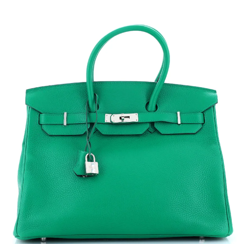 Birkin Handbag Verso Clemence with Palladium Hardware 35