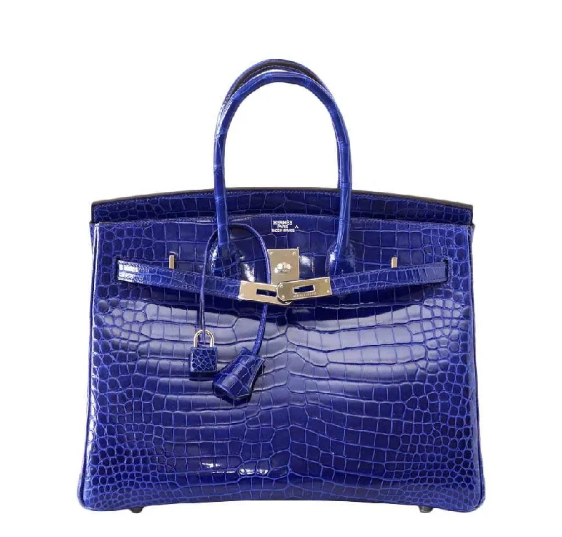 Hermès Porosus Crocodile Birkin 35 Bleu Electrique Bag