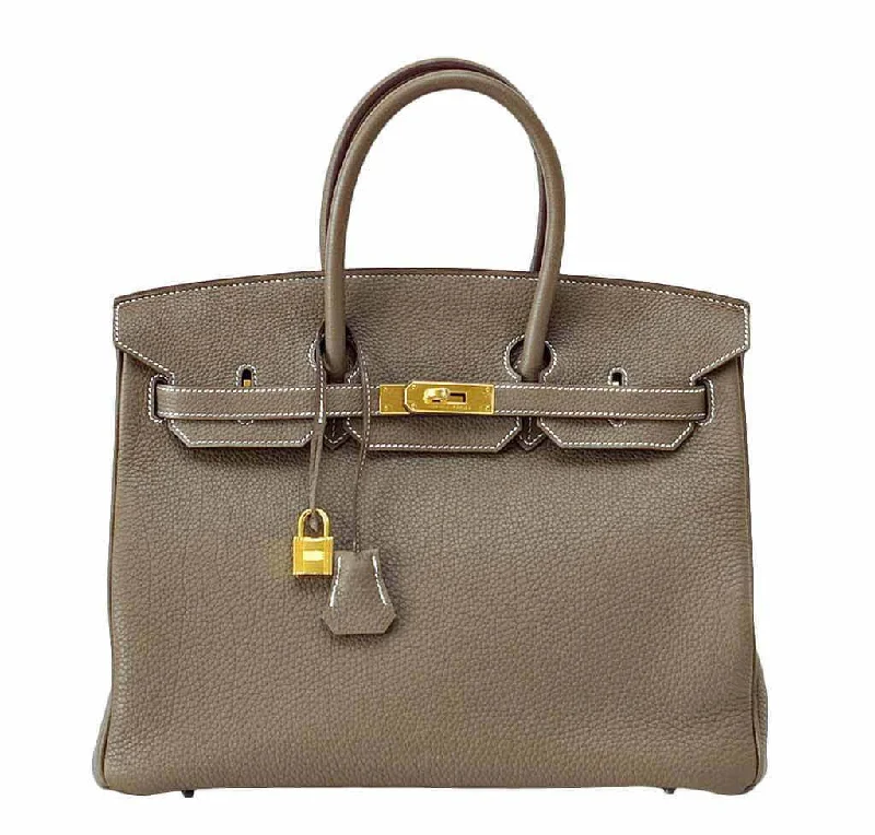 Hermès Etoupe Togo Birkin 35 Bag GHW